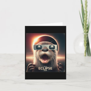 Selfie Otter Kids Mens Solar Eclipse  Card