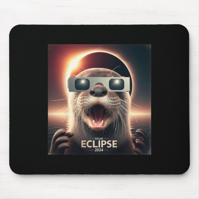 Selfie Otter Kids Mens Solar Eclipse  Mouse Pad (Front)