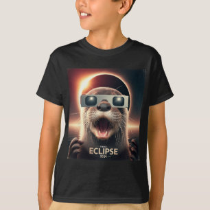 Selfie Otter Kids Mens Solar Eclipse T-Shirt