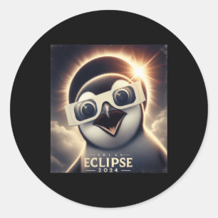 Selfie Penguin Kids Mens Solar Eclipse Classic Round Sticker