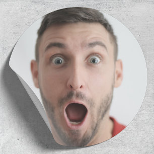 Selfie Photo Upload   Your Face Fun Party Classic Round Sticker