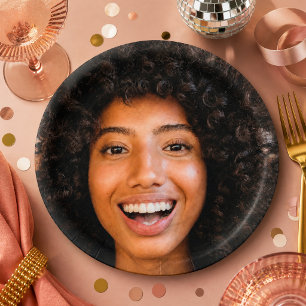 Selfie Photo Upload Your Face Fun Party Paper Plate