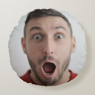 Selfie Photo Upload   Your Face Fun Party Round Cushion
