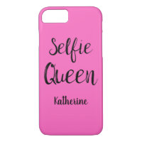 Selfie Queen Name Personalised Bright Pink Fuchsia