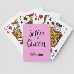 Selfie Queen Name Personalised Pink Playing Cards