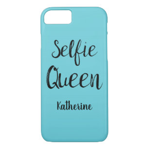 Selfie Queen Name Personalised Turquoise Teal Blue Case-Mate iPhone Case