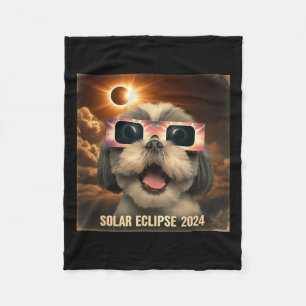 Selfie Shih Tzu Kids Mens Solar Eclipse Fleece Blanket