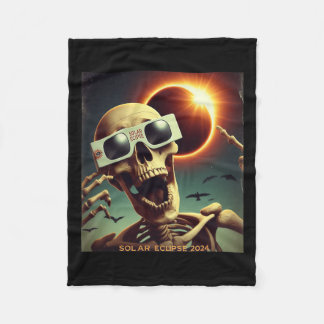 Selfie Skeleton Kids Mens Solar Eclipse 1  Fleece Blanket