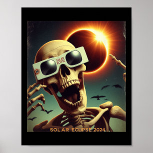 Selfie Skeleton Kids Mens Solar Eclipse 1  Poster