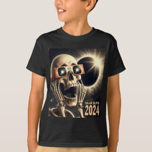 Selfie Skeleton Kids Mens Solar Eclipse 2 T-Shirt