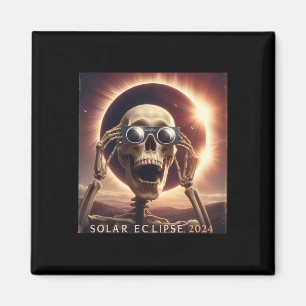 Selfie Skeleton Kids Mens Solar Eclipse Magnet