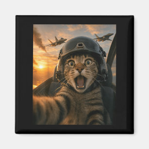 Selfie Squad Cat Funny Fighter Pilot Meme Aviation Magnet