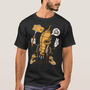 Selfie vintage retro rocket spaceship moon T-Shirt