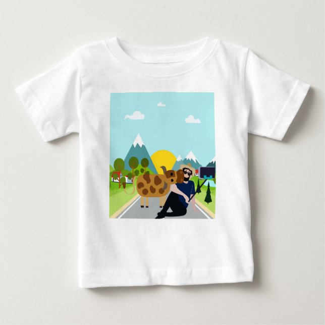 Selfie with a cow on the road baby T-Shirt (Front)