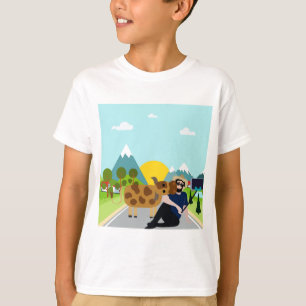 Selfie with a cow on the road T-Shirt