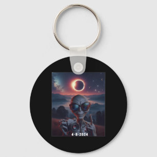 Selfie With Solar 2024 Eclipse Wearing Gles Retro Key Ring