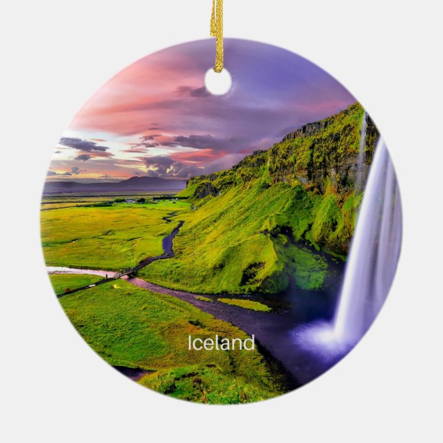 Seljalandfoss, Iceland Ceramic Tree Decoration (Back)