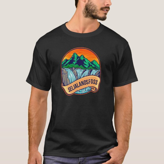 Seljalandsfoss Waterfall Hikes Iceland Travel T-Shirt (Front)