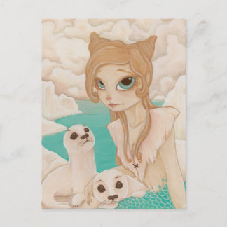 Selkie - Mermaid with Seals postcard