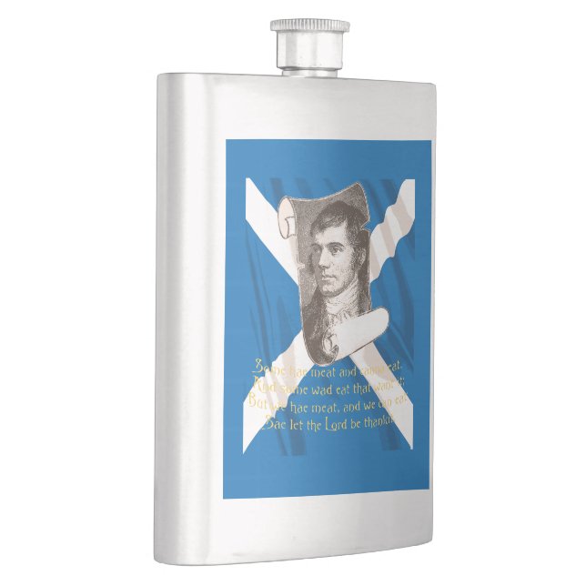 Selkirk Grace Burns Night Quote And Saltire Hip Flask (Right)