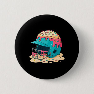 Sell Catcher Helmet With Face Mask Ice-cream Dripp 6 Cm Round Badge