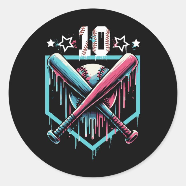Sell Drip 10th Birthday Boys Number 10 Youth 10 Ye Classic Round Sticker (Front)