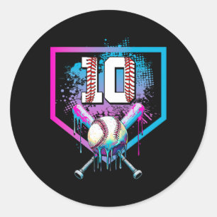 Sell Drip 10th Birthday Home Plate Boy Youth 10 Ye Classic Round Sticker