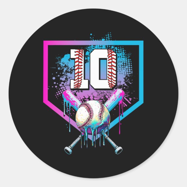 Sell Drip 10th Birthday Home Plate Boy Youth 10 Ye Classic Round Sticker (Front)