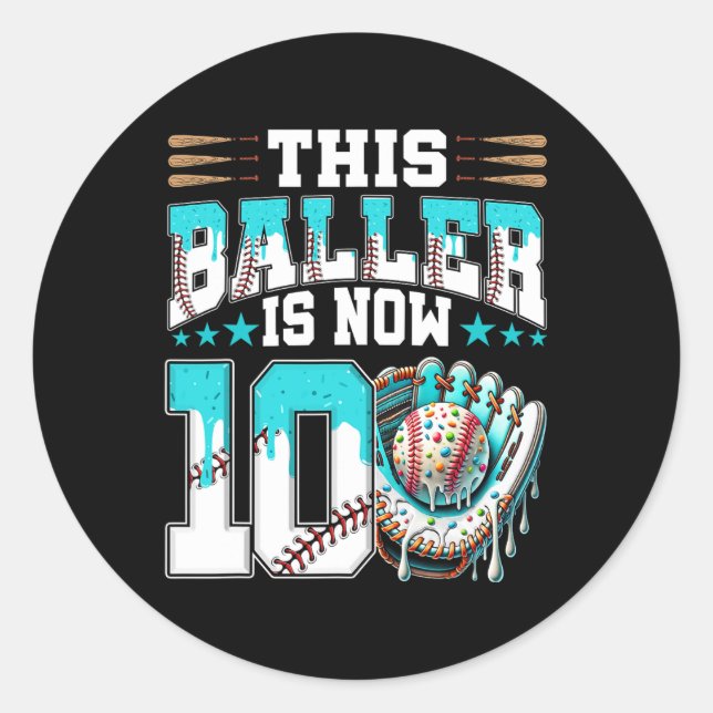 Sell Drip 10th Birthday Party Boy Sport Fan 10 Yea Classic Round Sticker (Front)