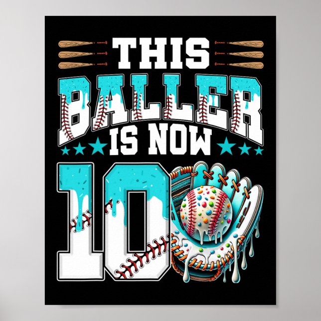 Sell Drip 10th Birthday Party Boy Sport Fan 10 Yea Poster (Front)