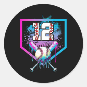 Sell Drip 12th Birthday Home Plate Boy Youth 12 Ye Classic Round Sticker