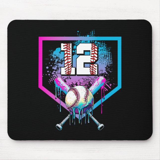 Sell Drip 12th Birthday Home Plate Boy Youth 12 Ye Mouse Pad (Front)