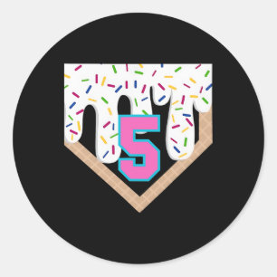 Sell Drip 5th Birthday Home Plate Boys Youth 5 Yea Classic Round Sticker