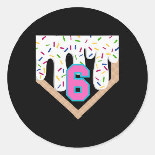 Sell Drip 6th Birthday Home Plate Boys Youth 6 Yea Classic Round Sticker