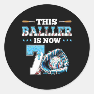 Sell Drip 7th Birthday Party Boy Sport Fan 7 Years Classic Round Sticker