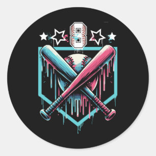 Sell Drip 8th Birthday Boys Number 8 Youth 8 Year  Classic Round Sticker