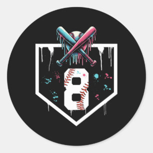 Sell Drip 8th Birthday Home Plate Boys Youth 8 Yea Classic Round Sticker