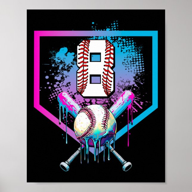 Sell Drip 8th Birthday Home Plate Boys Youth 8 Yea Poster (Front)