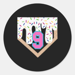 Sell Drip 9th Birthday Home Plate Boys Youth 9 Yea Classic Round Sticker