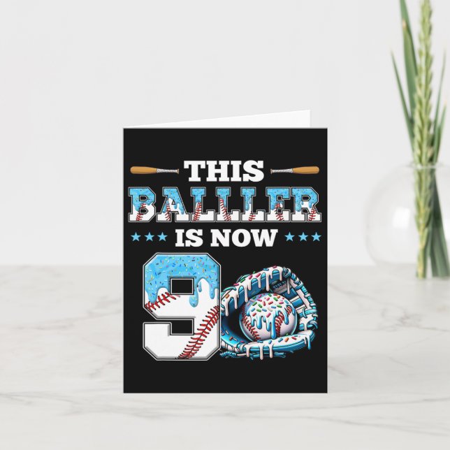 Sell Drip 9th Birthday Party Boy Sport Fan 9 Years Card (Front)