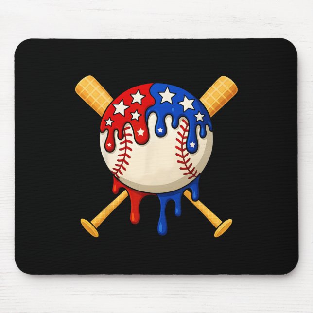 Sell Drip Ice Cream 4th Of July Usa Flag  Mouse Pad (Front)