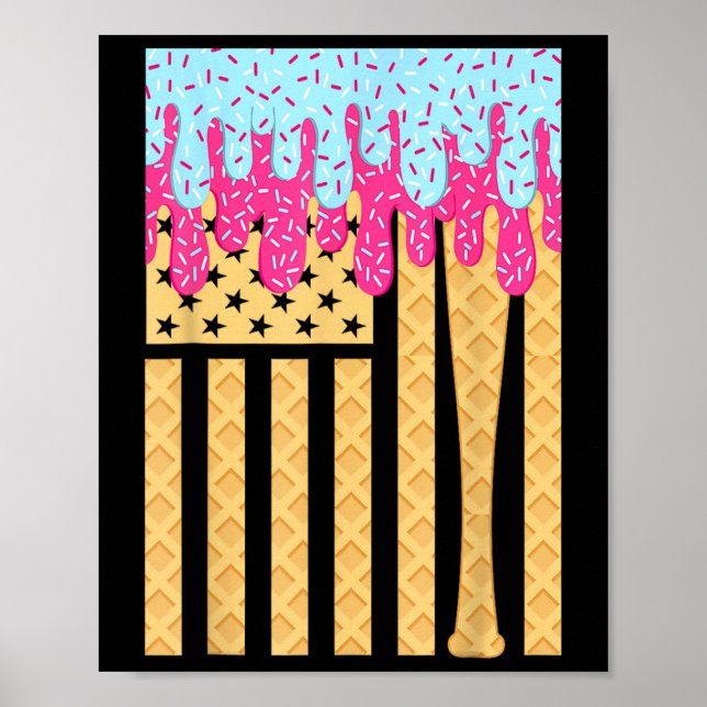 Sell Drip T Boys Dripping Ice Cream American Flag  Poster (Front)