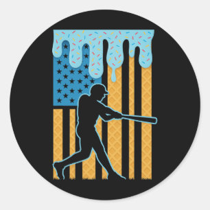 Sell Dripping Ice Cream Drip Youth American Flag Classic Round Sticker