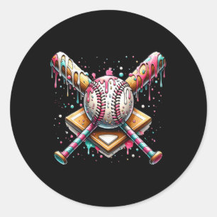 Sell Home Plate Ice Cream Drip Sell With Sprinkles Classic Round Sticker