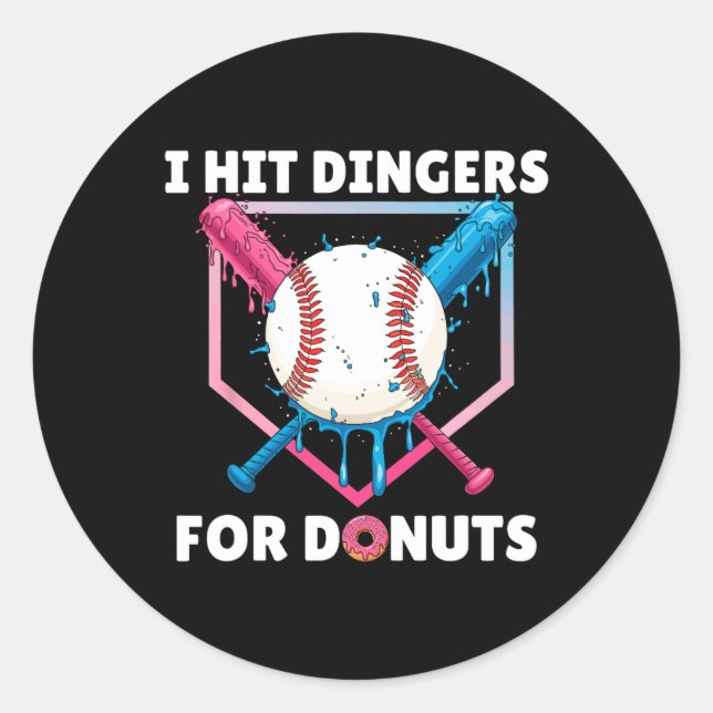 Sell I Hit Dingers For Doughnuts Funny Doughnuts A Classic Round Sticker (Front)