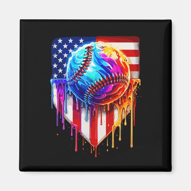 Sell Ice Cream American Flag Drip  Magnet (Front)