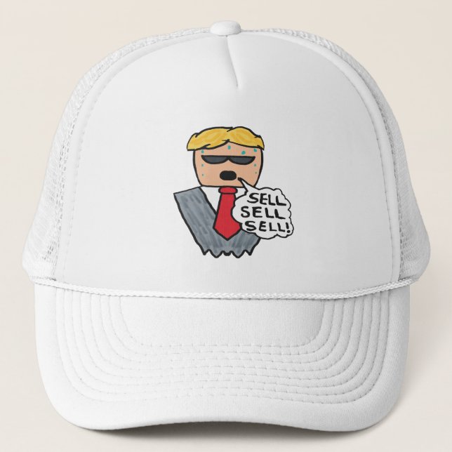 Sell Sell Sell Funny Stock Market Crash Trucker Hat (Front)