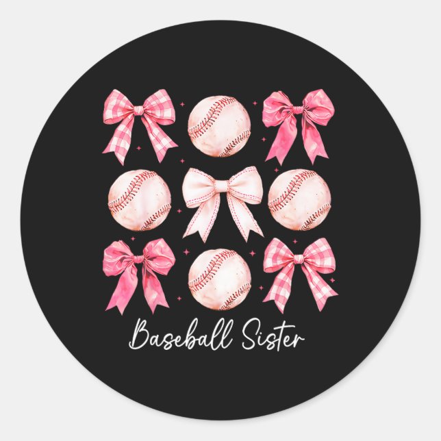 Sell Sister Coquette Bow Game Day Sell Mum Mother  Classic Round Sticker (Front)