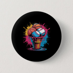 Sell Sketll Ice Cream Watercolor Sports Art 6 Cm Round Badge