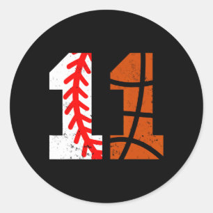 Sell Sketll Number 11 Jersey Funny 11th Birthday 1 Classic Round Sticker